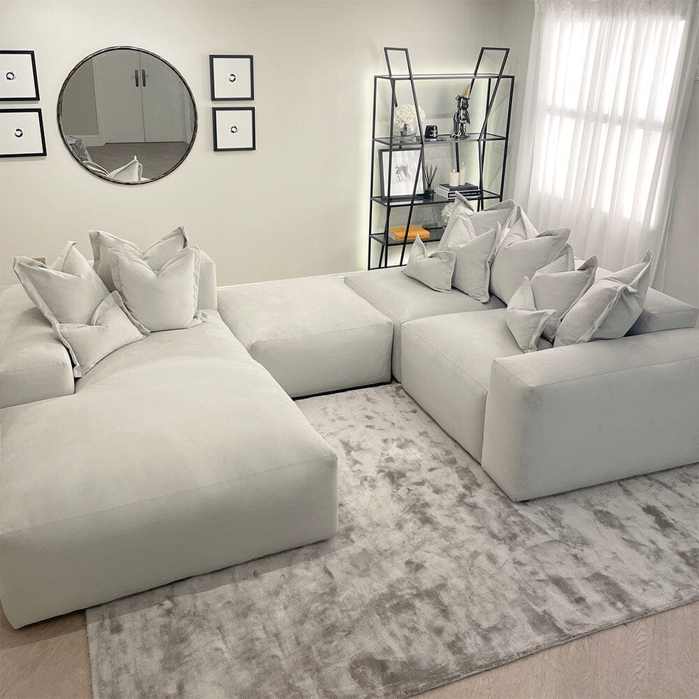 Lenox Silver Velvet Pillow Back Modular Sofa Range - Image 17