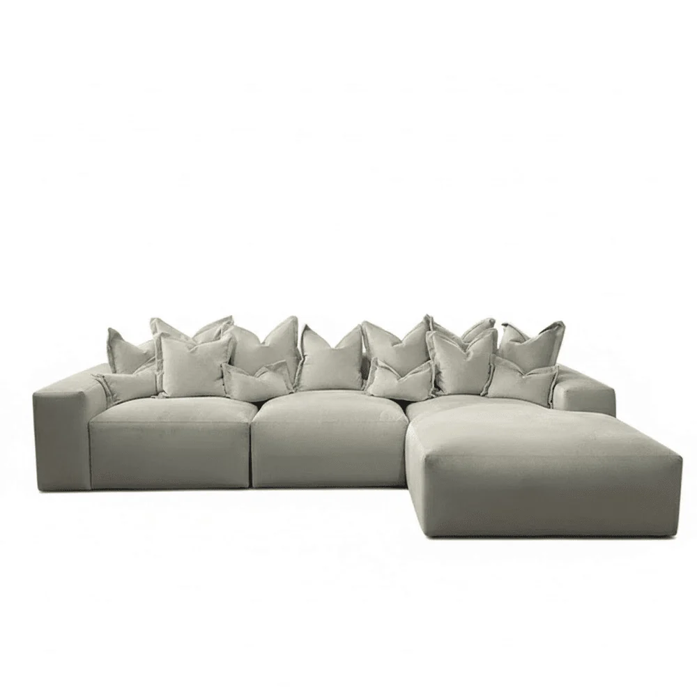 Lenox Silver Velvet Pillow Back Modular Sofa Range - Image 26