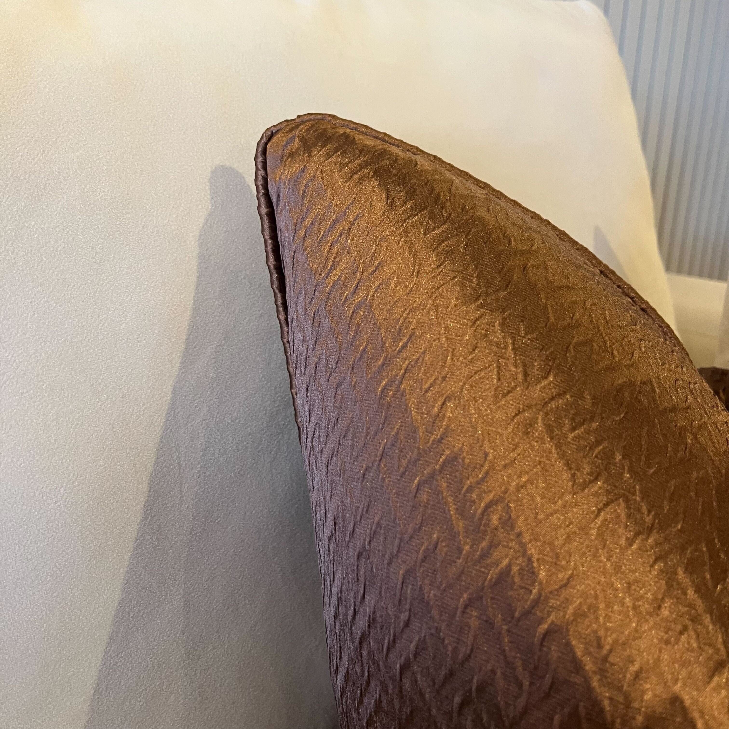 Liberty Mocha Textured Cushion with Satin Pipe- 50x50cm - Image 2