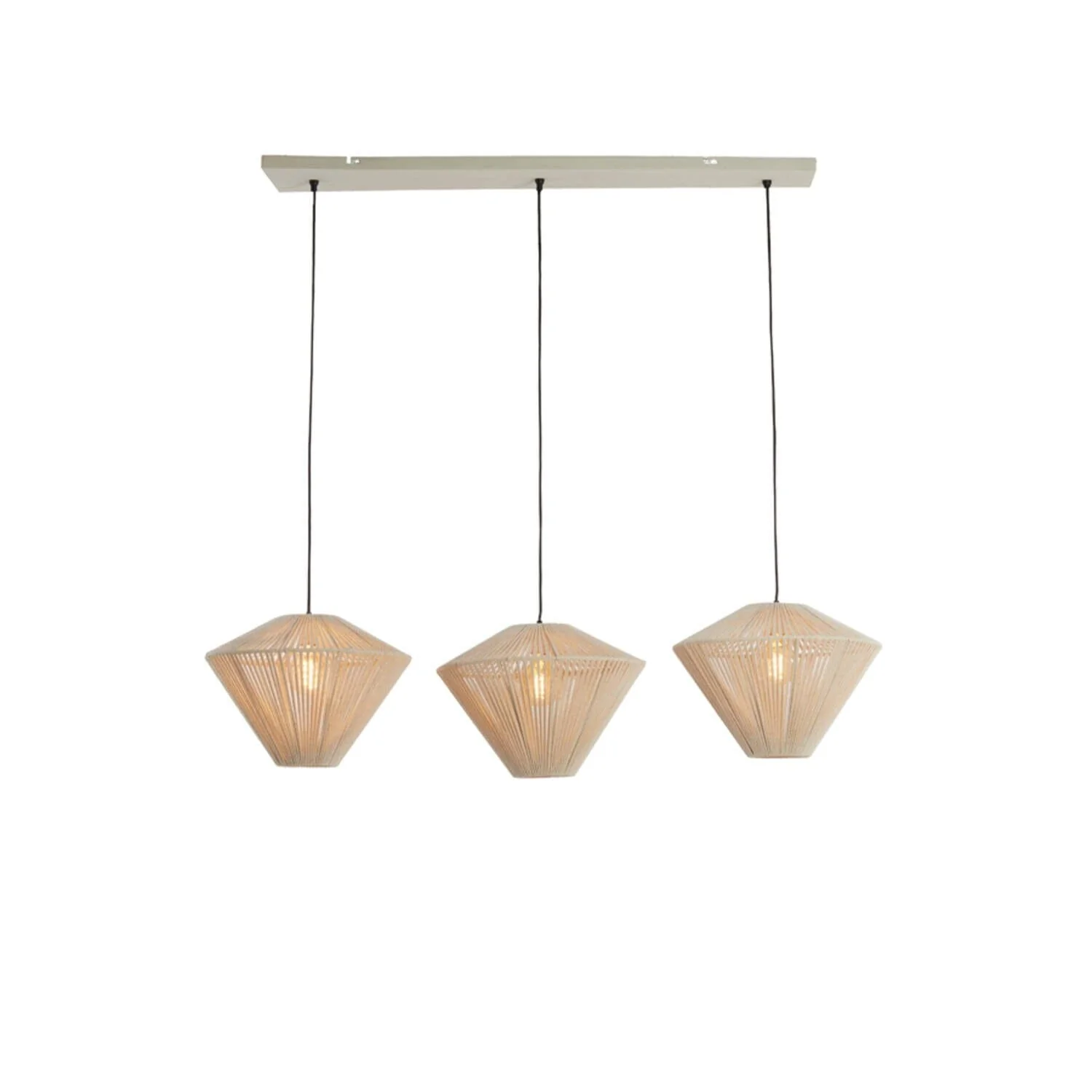 Lilila Cream Rope Detail 3 Light Pendant Ceiling Light - Image 2