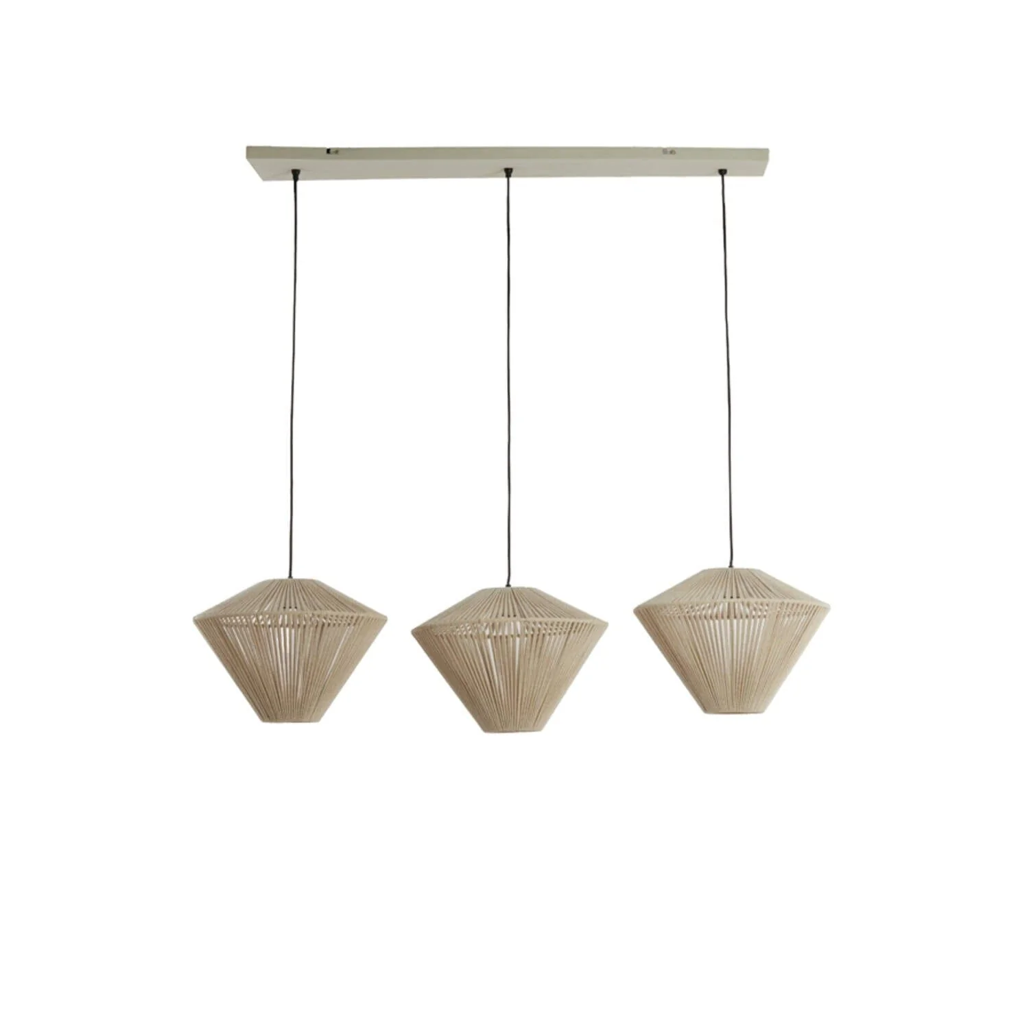 Lilila Cream Rope Detail 3 Light Pendant Ceiling Light - Image 3