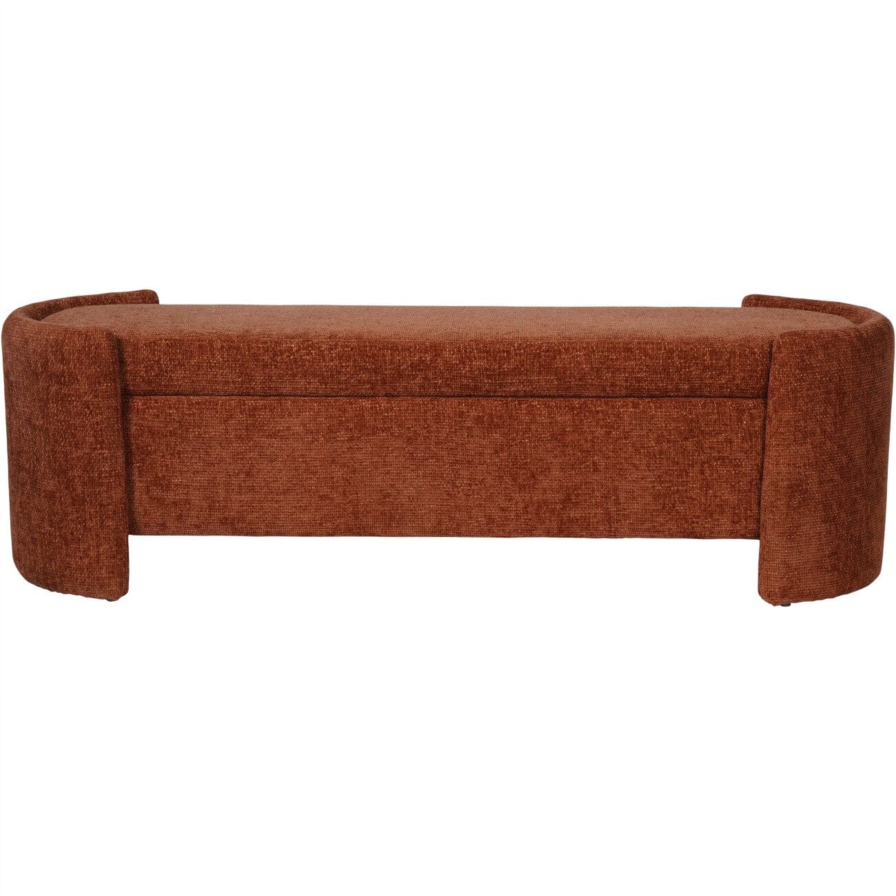 Liora Terracotta Chenille Upholstered Storage Bench - Image 2