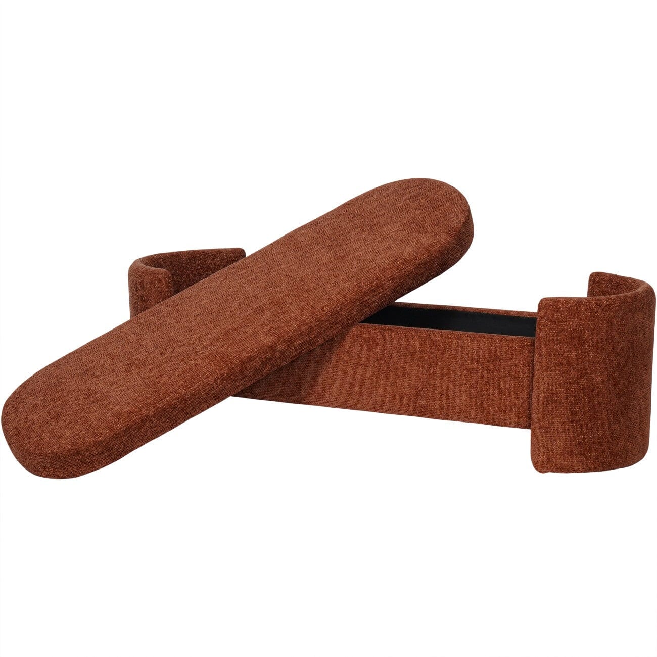 Liora Terracotta Chenille Upholstered Storage Bench - Image 3
