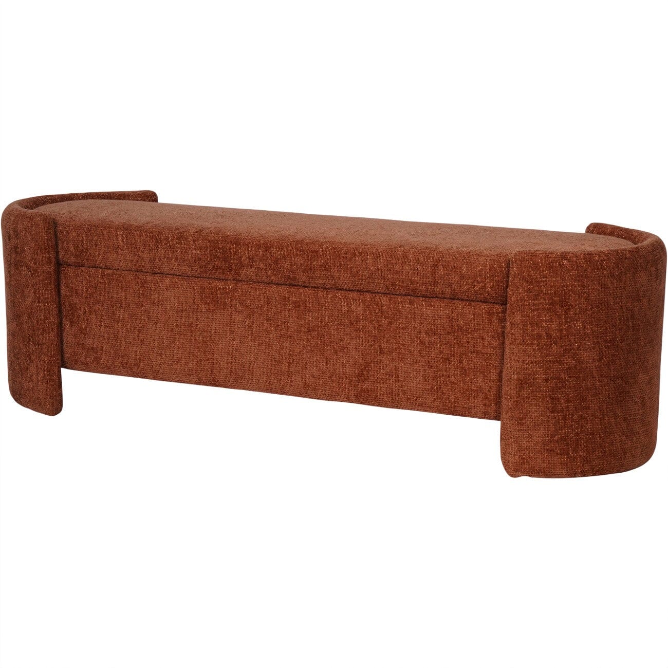 Liora Terracotta Chenille Upholstered Storage Bench - Image 4