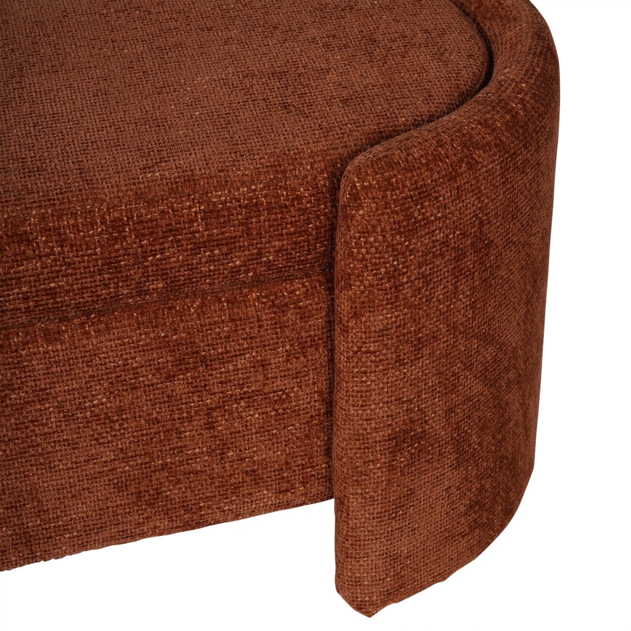 Liora Terracotta Chenille Upholstered Storage Bench - Image 5