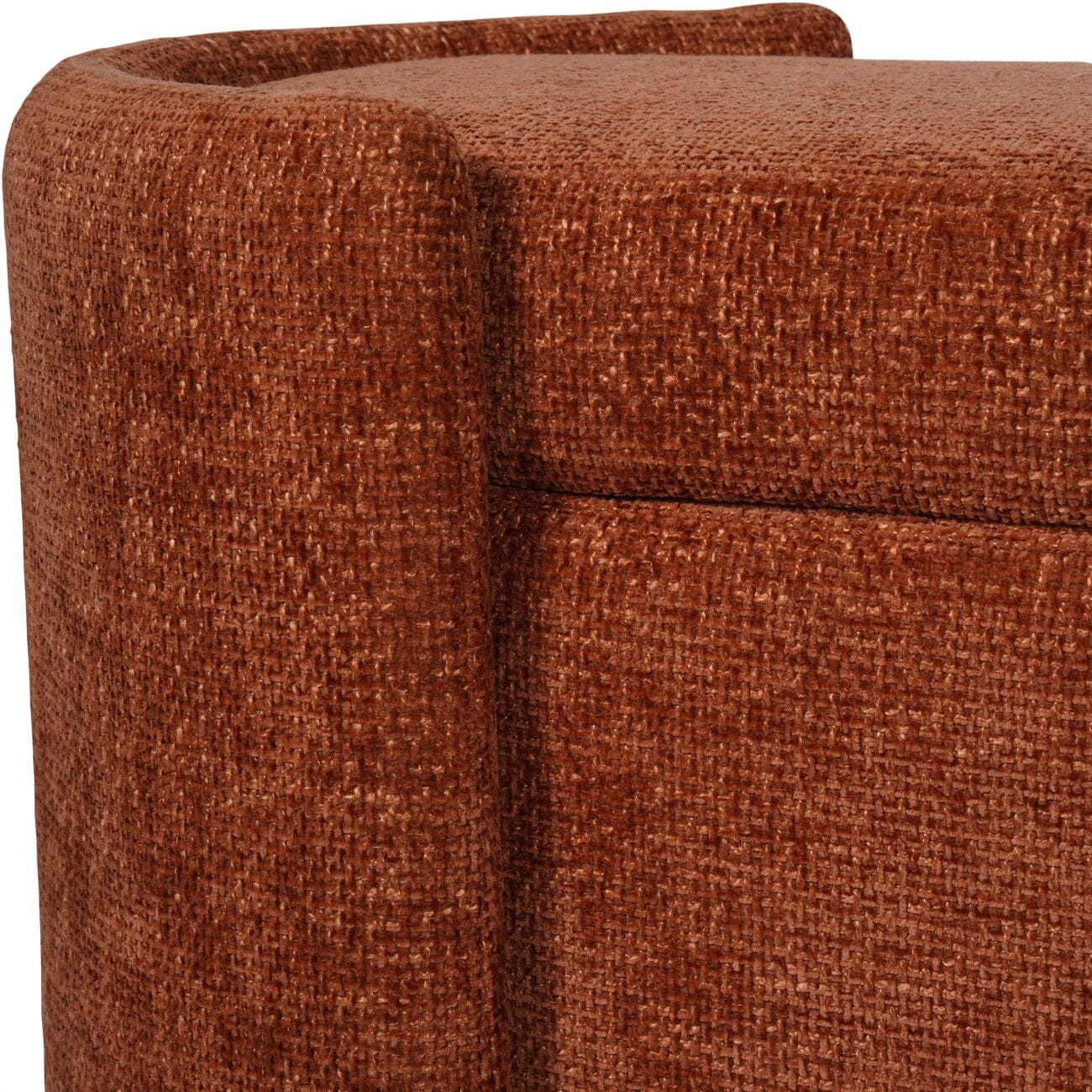 Liora Terracotta Chenille Upholstered Storage Bench - Image 6