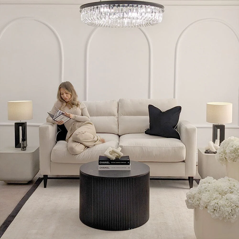 Lisbon Cream Velvet Sofa Range with Stitch Detailing - Image 4