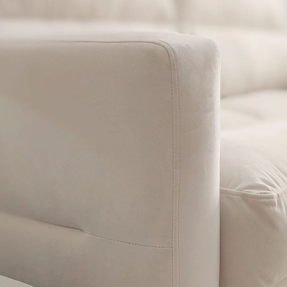 Lisbon Cream Velvet Sofa Range with Stitch Detailing - Image 6