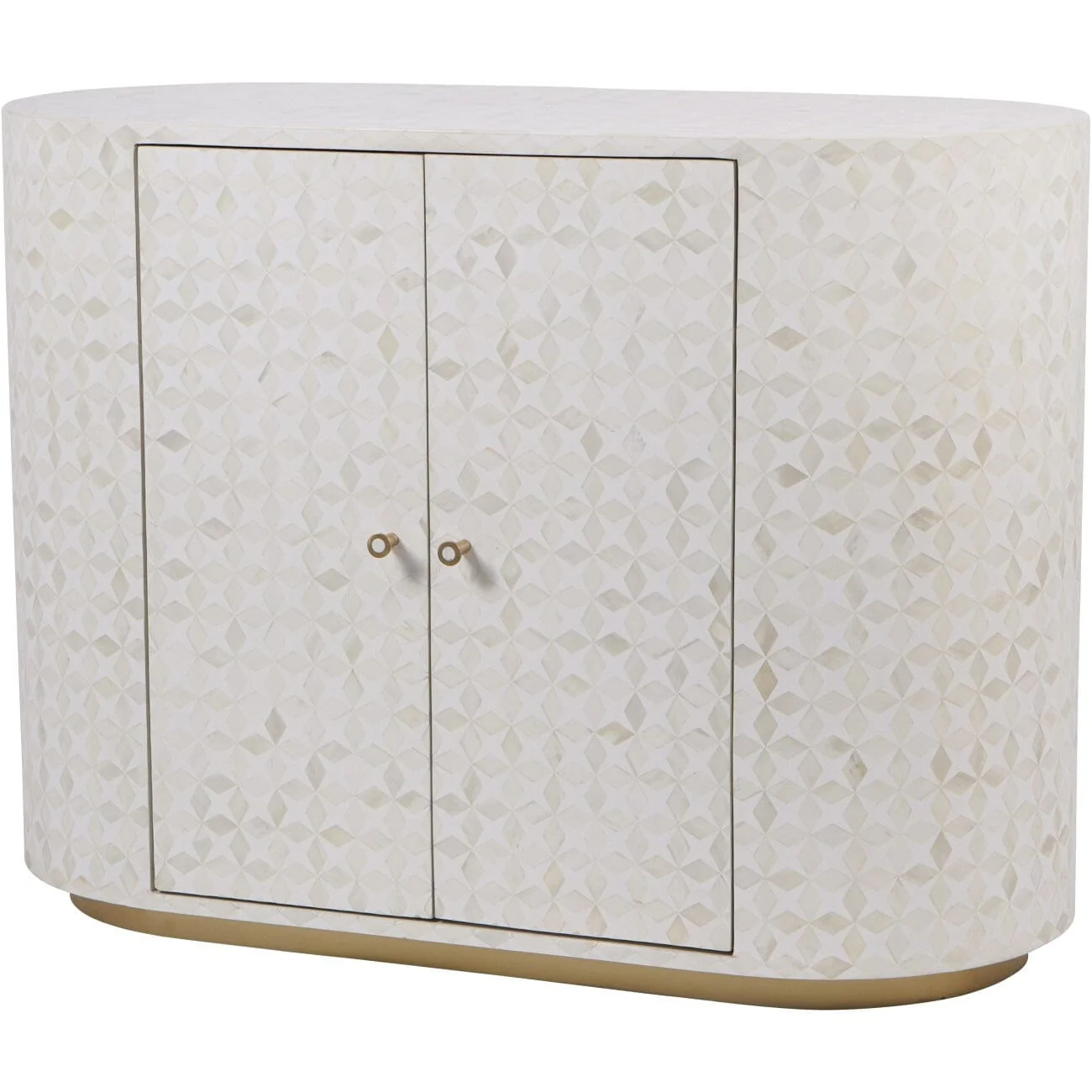 Livia Cream & Gold Patterned Bone 2 Door Cabinet - Image 2