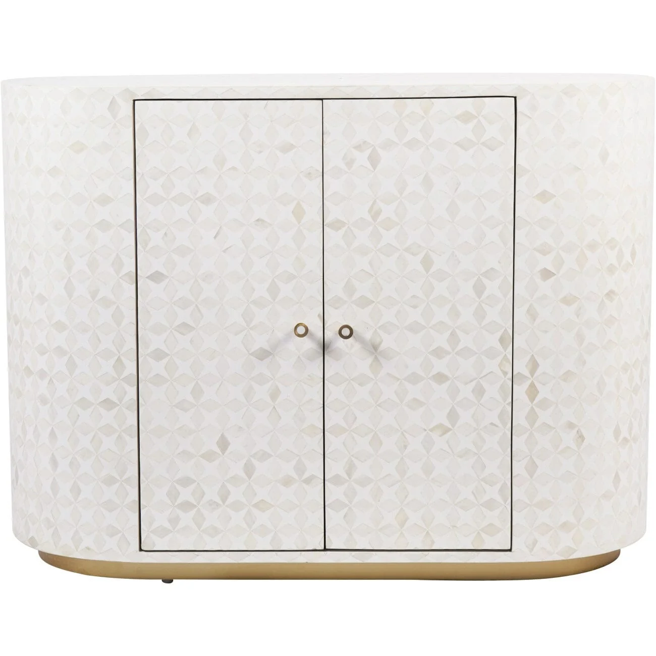 Livia Cream & Gold Patterned Bone 2 Door Cabinet - Image 3