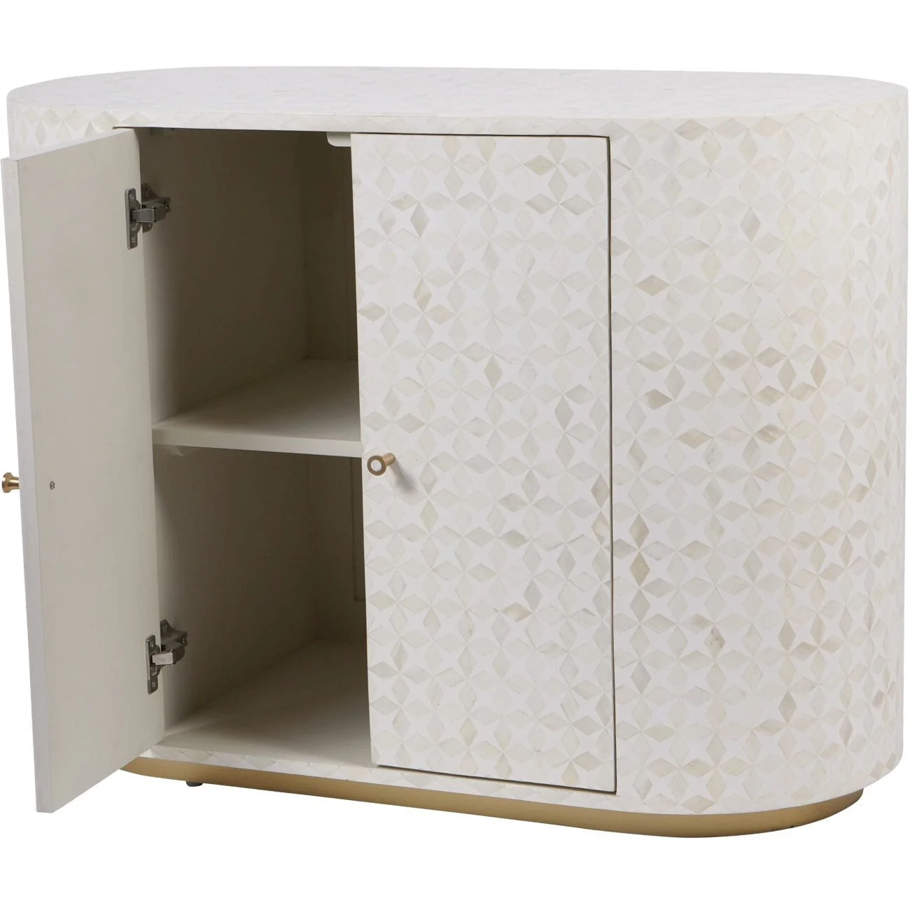 Livia Cream & Gold Patterned Bone 2 Door Cabinet - Image 4
