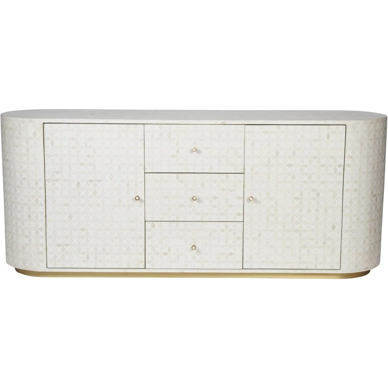 Livia Cream & Gold Patterned Bone Sideboard - Image 3