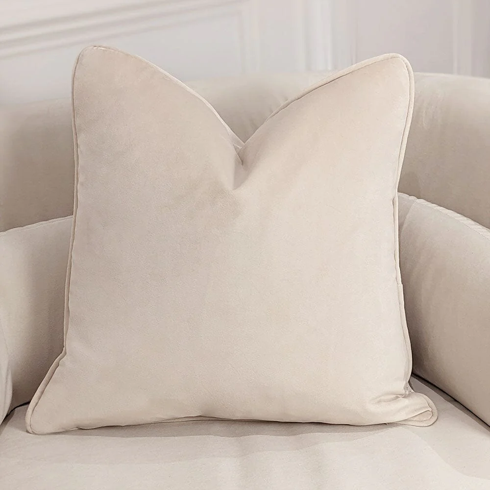 London Oyster Velvet Piped Cushion - 46x46cm