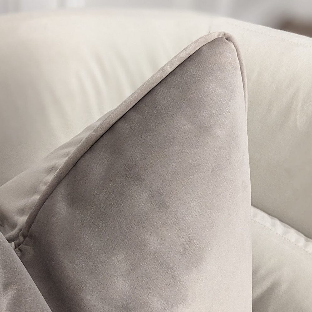 London Warm Grey Velvet Piped Cushion - 46x46cm - Image 2