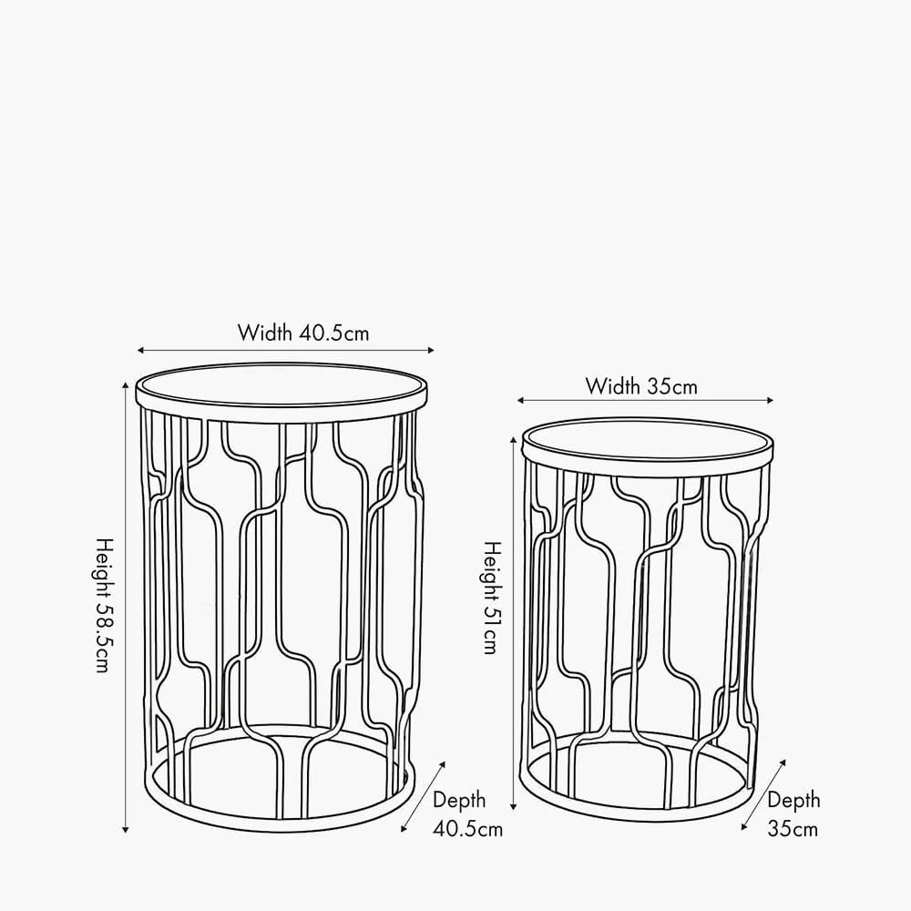 Lorenza Black Metal Side Table with Mirrored Top - Set of 2 - Image 6