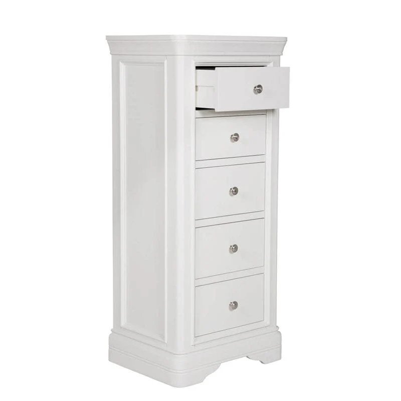 Louvre White Wooden 5 Drawer Tall Chest of Drawers - Image 3