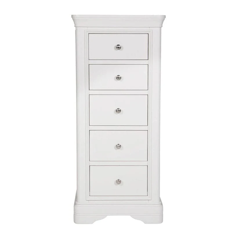 Louvre White Wooden 5 Drawer Tall Chest of Drawers - Image 6