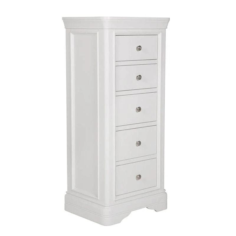 Louvre White Wooden 5 Drawer Tall Chest of Drawers - Image 7