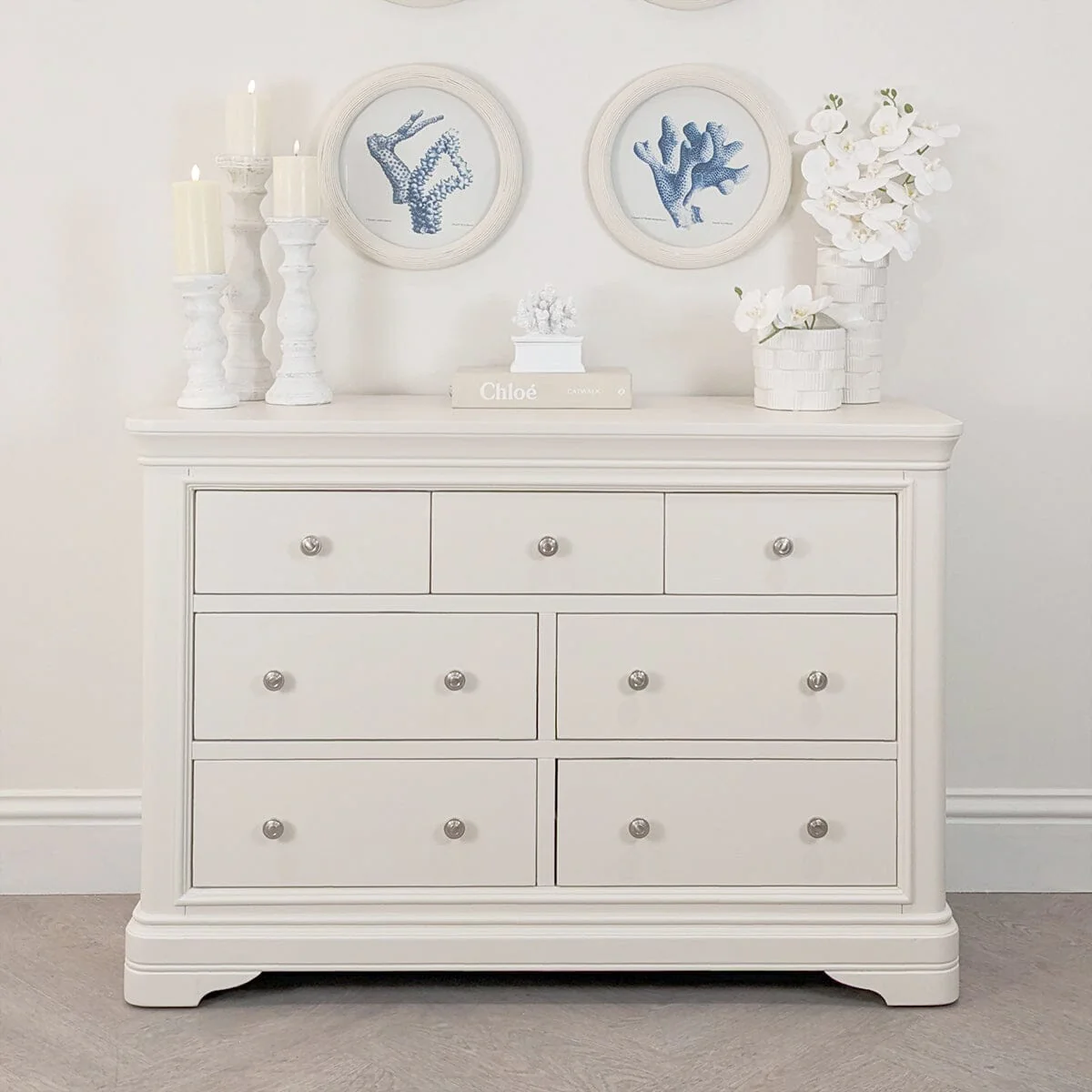 Louvre White Wooden 7 Drawer Chest - Image 3