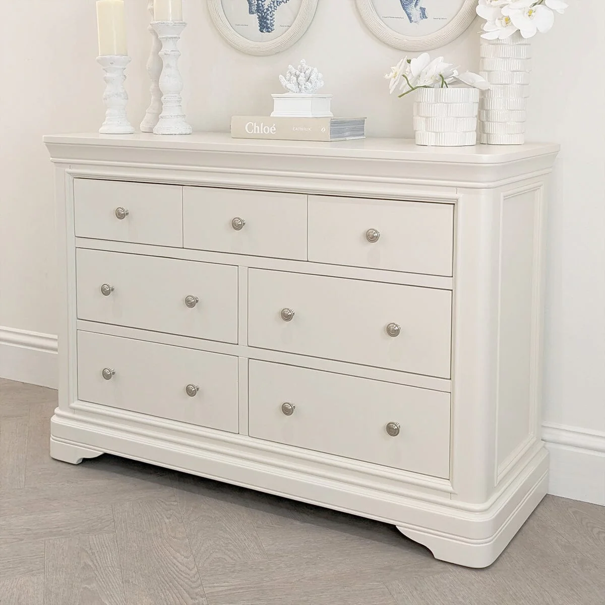Louvre White Wooden 7 Drawer Chest - Image 4