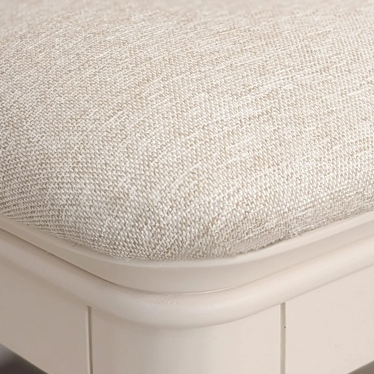 Louvre White Wooden Upholstered Stool - Image 2