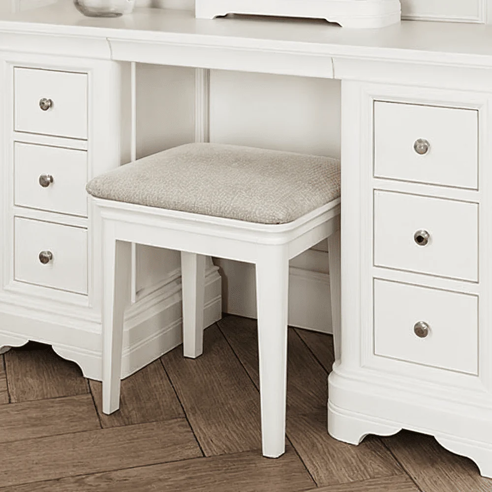 Louvre White Wooden Upholstered Stool - Image 3