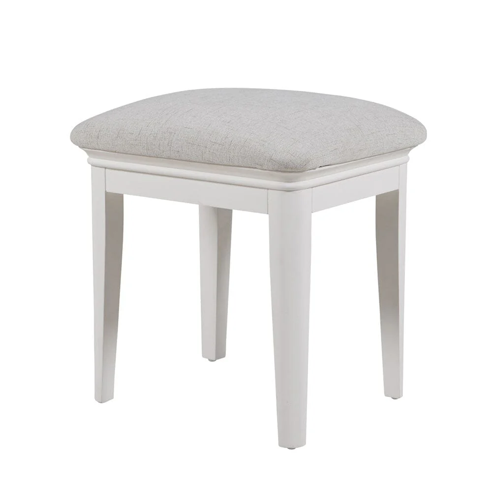 Louvre White Wooden Upholstered Stool - Image 4
