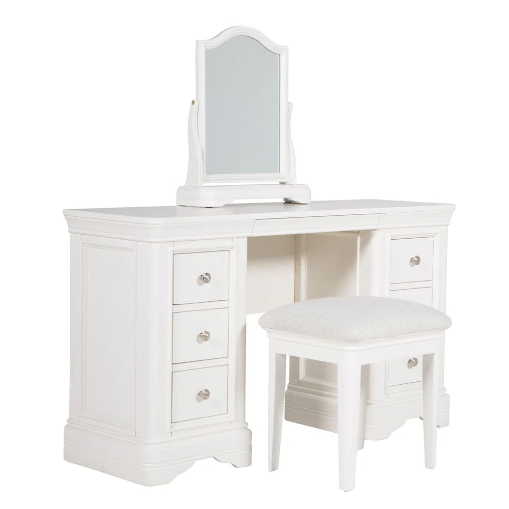Louvre White Wooden Upholstered Stool - Image 5