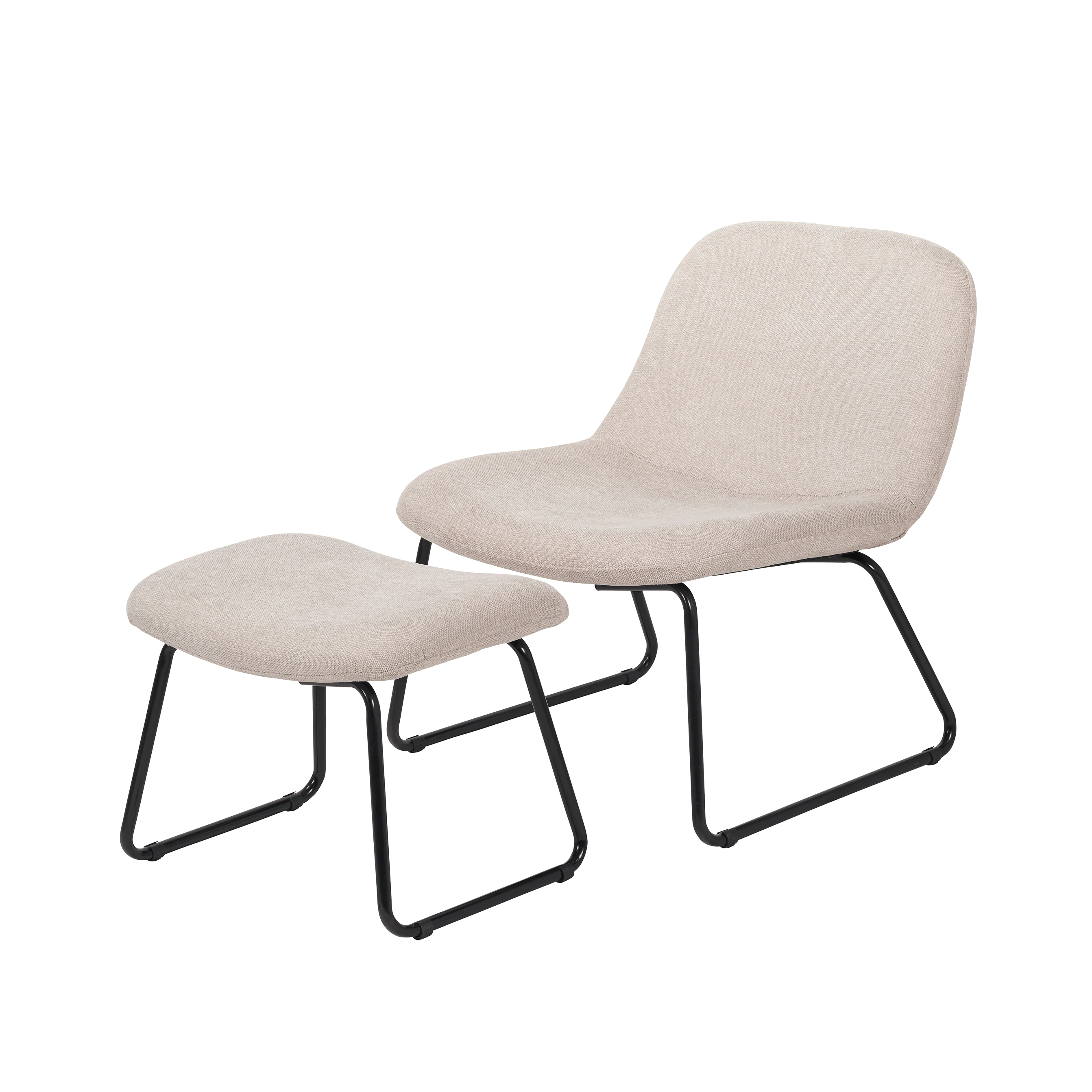 Lucca Cream Chenille Chair & Footstool Set - Image 2
