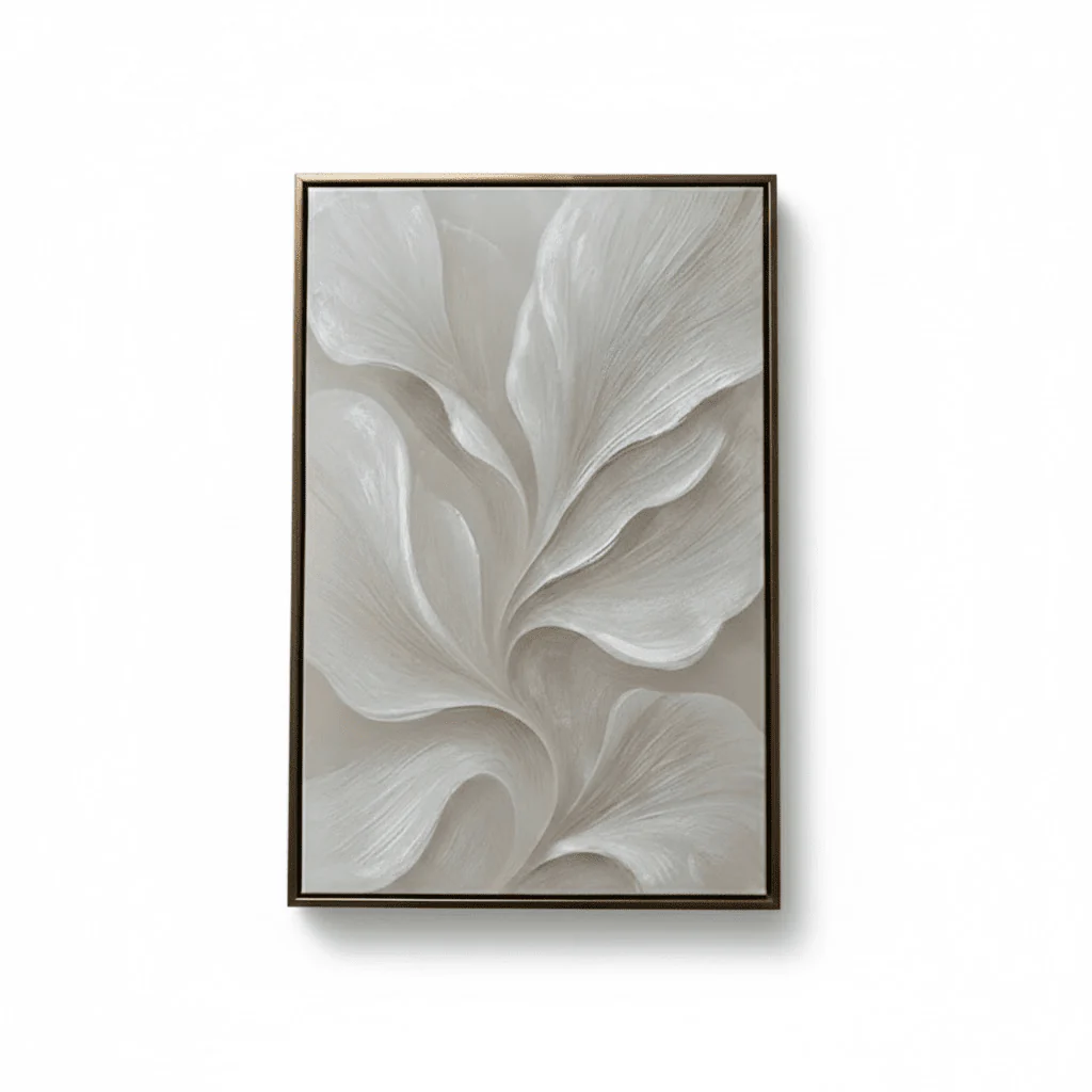 Lucia Cream & Beige Swirl Abstract Canvas Wall Art with Gold Frame - Image 2