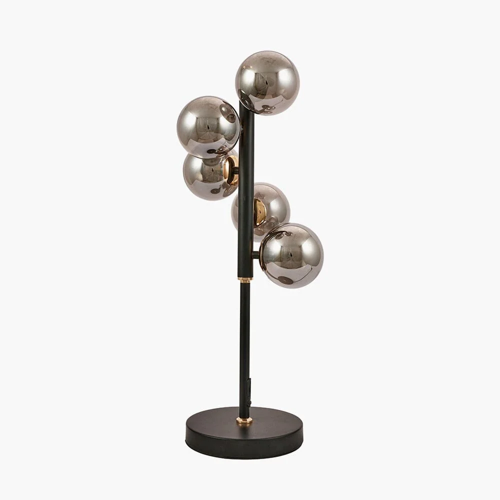 Luella Black Metal & Smoked Glass 5 Light Table Lamp - Image 2
