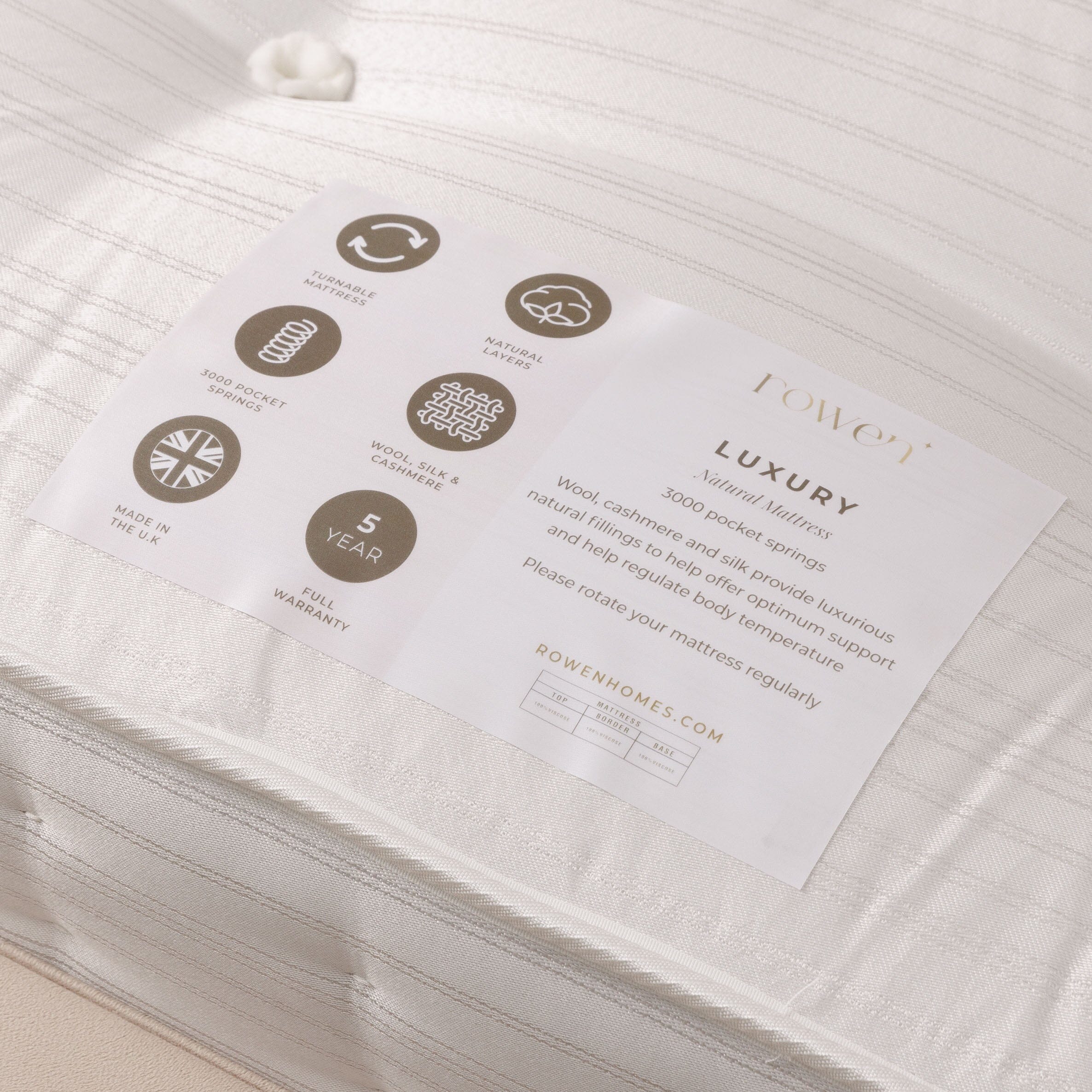 Luxury 3000 Pocket Natural Mattress, With Wool, Silk and Cashmere - Image 4
