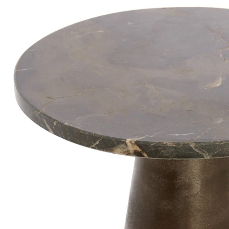 Macci Bronze & Dark Marble Round Side Table - Image 3