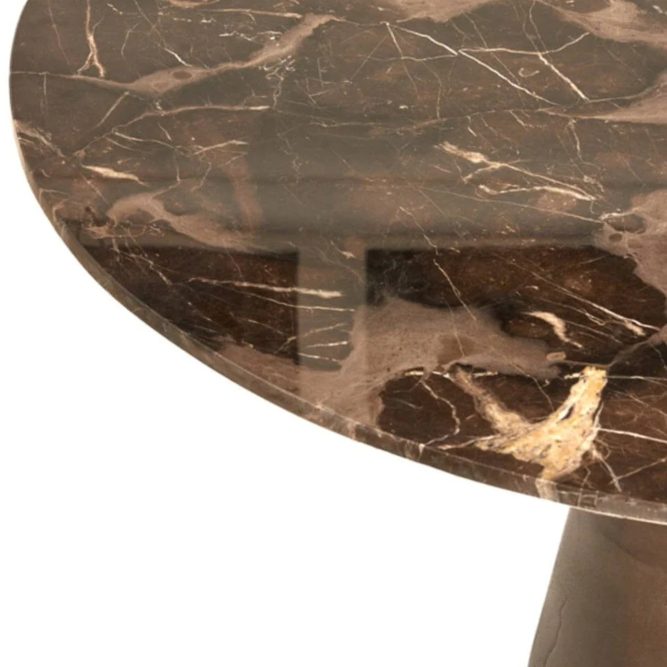 Macci Large Bronze & Dark Marble Round Dining Table - Image 3