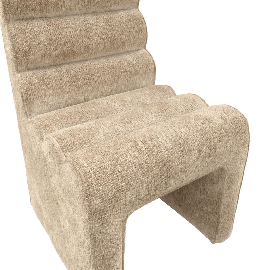 Maddy Beige Velvet Chenille Upholstered Dining Chair - Image 3