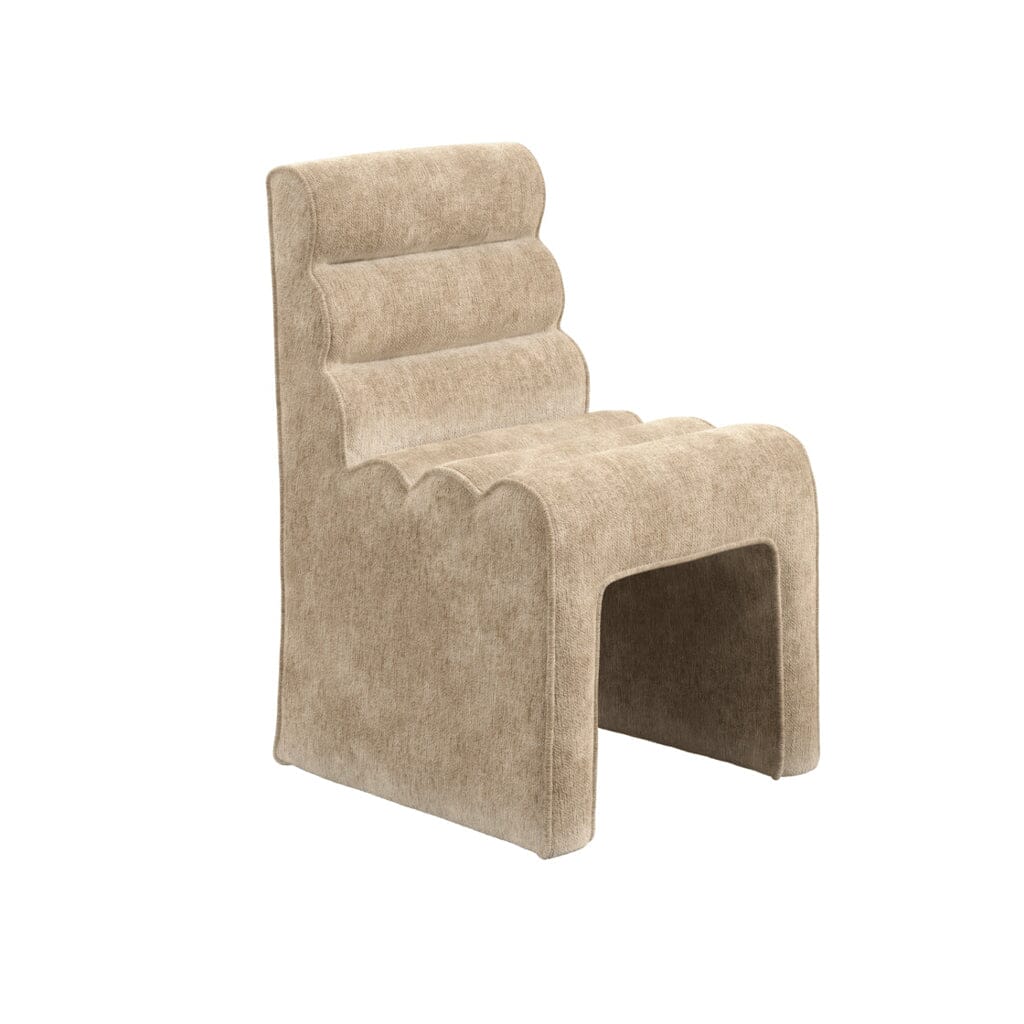 Maddy Beige Velvet Chenille Upholstered Dining Chair - Image 4