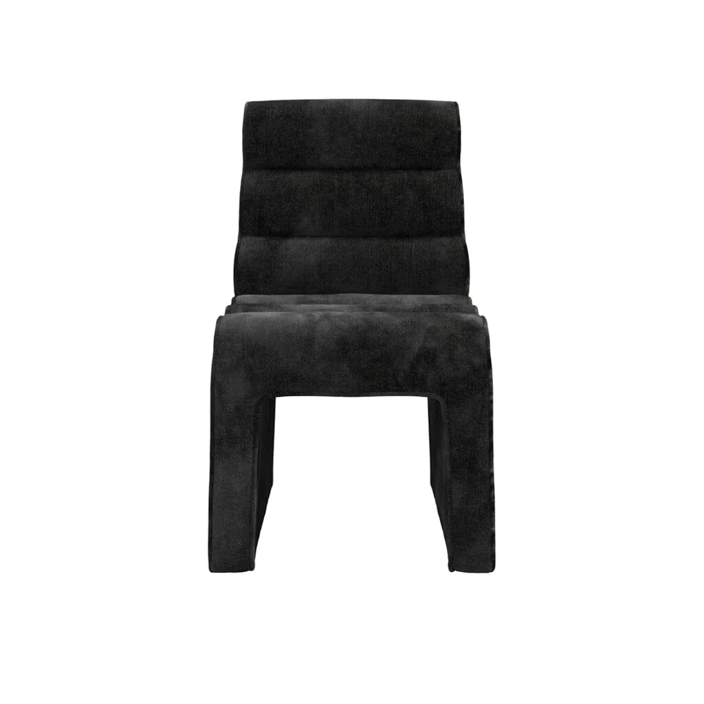 Maddy Black Velvet Chenille Upholstered Dining Chair - Image 3