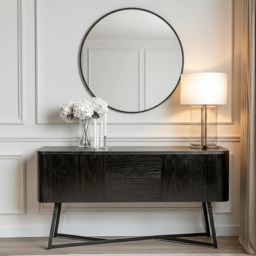 Maeva Black Ash Veneer & Metal 2 Door 2 Drawer Sideboard
