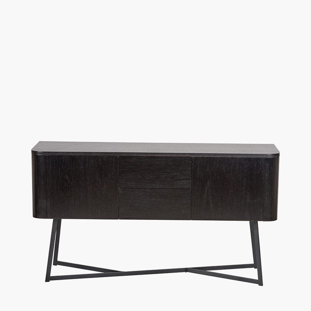 Maeva Black Ash Veneer & Metal 2 Door 2 Drawer Sideboard - Image 2