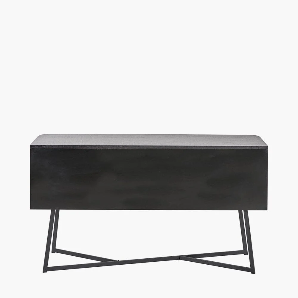 Maeva Black Ash Veneer & Metal 2 Door 2 Drawer Sideboard - Image 4