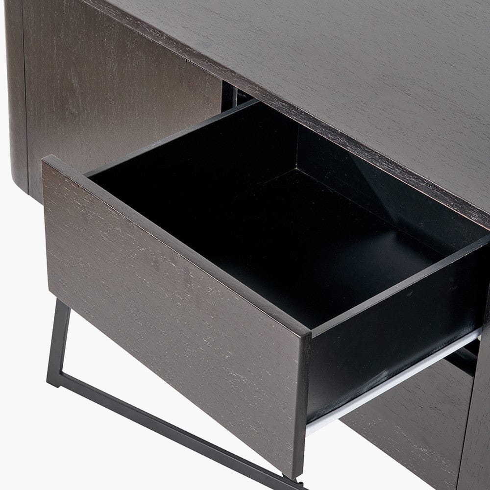 Maeva Black Ash Veneer & Metal 2 Door 2 Drawer Sideboard - Image 7