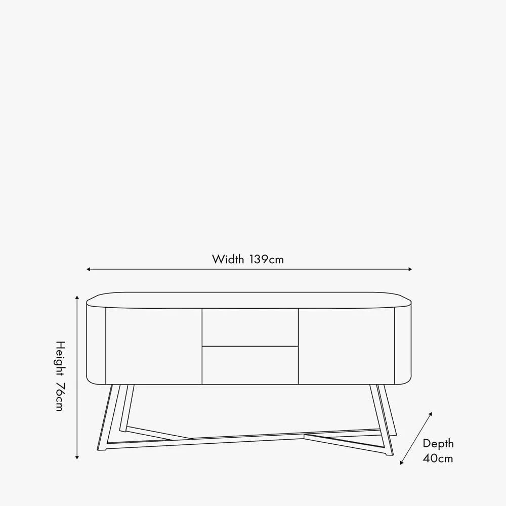 Maeva Black Ash Veneer & Metal 2 Door 2 Drawer Sideboard - Image 9