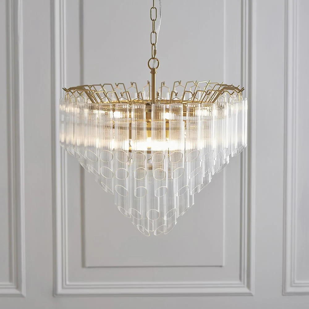 Maisie Luxury Gold & Glass 12 Light Pendant Ceiling Light