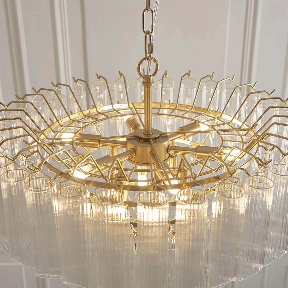Maisie Luxury Gold & Glass 12 Light Pendant Ceiling Light - Image 2