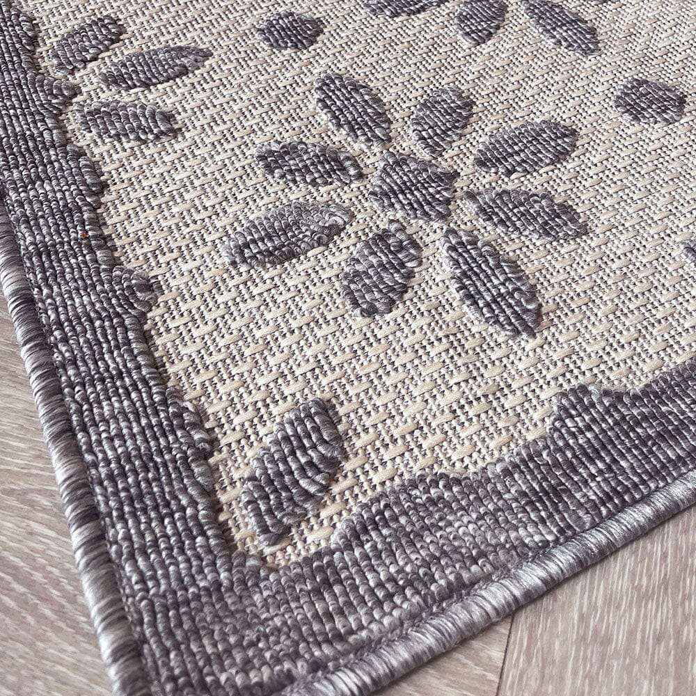 Malibu Cream & Grey Floral Print Indoor / Outdoor Rug - Image 3