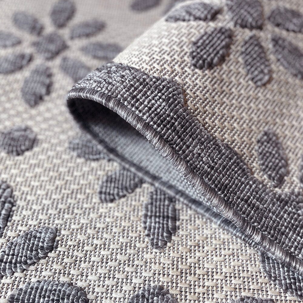 Malibu Cream & Grey Floral Print Indoor / Outdoor Rug - Image 4