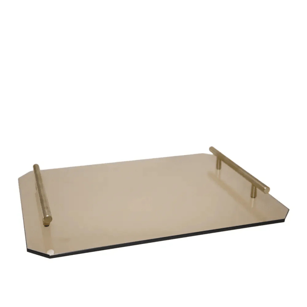 Maplin Amber Tray with Gold Handles - Image 2