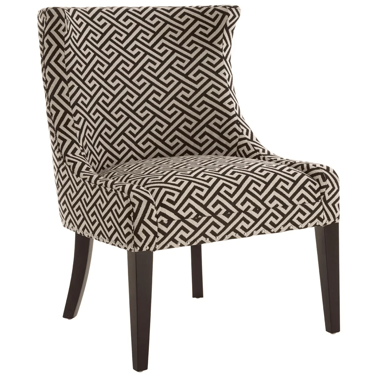 Marcelline Black & Grey Geometric Pattern Lounge Chair - Image 2