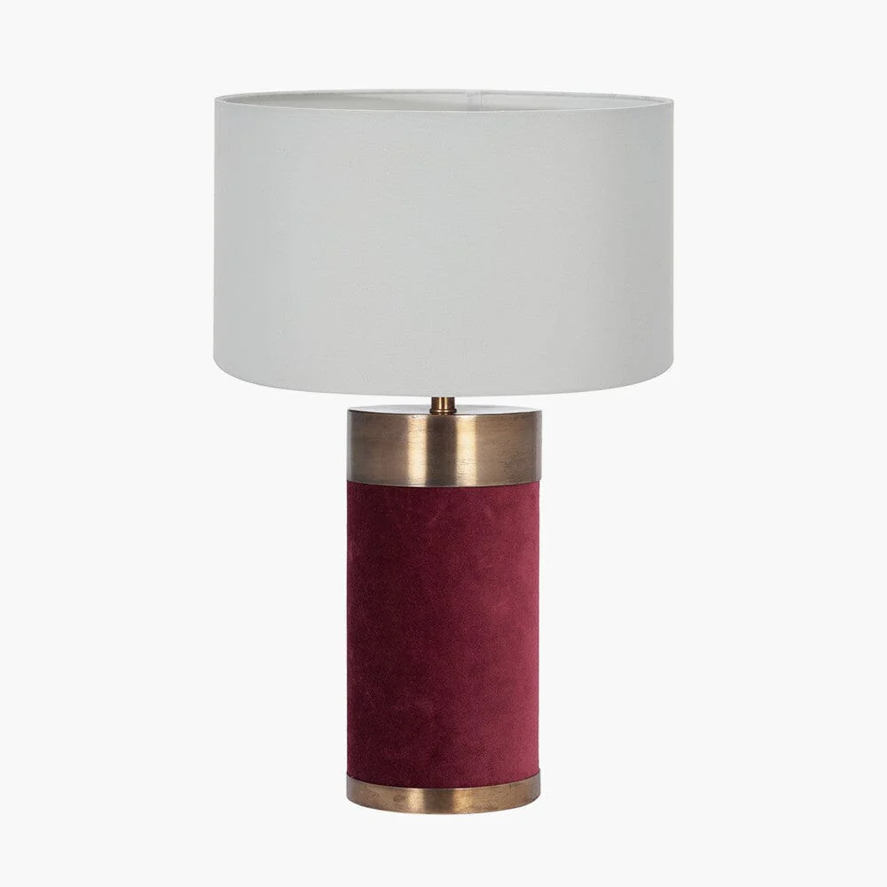 Margaux Burgundy & Antique Brass Velvet Table Lamp - Image 2