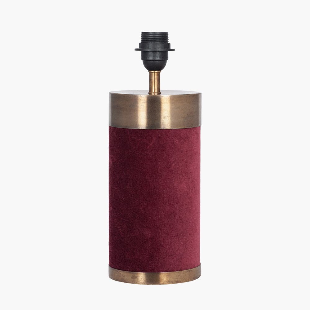 Margaux Burgundy & Antique Brass Velvet Table Lamp - Image 3